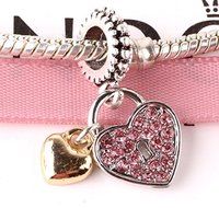 sterling 925 Silver Love CZ Charm Beads Pendant Fit Bracelet Necklace Chain A189 N2