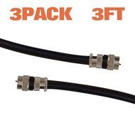 (3 Pack) FOWOD RG6 TV Black Coaxial Cable, 3 Feet, with F-Male Connectors, Double Shielded, High Performance,... N2