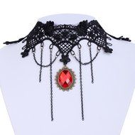 Black Lace Choker Victorian Gothic Collar Necklace Pendant Jewelry N7
