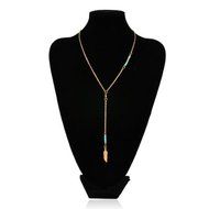 Vintage Boho Ethnic Style Jewelry Hollow Feather Pendant Lady Chain Necklace NEW N2