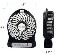 Welltop&reg; Electric Portable Mini fan Rechargeable Desktop Fan 4-inch Vanes 3 Speeds Battery/ USB Powered Household... N9