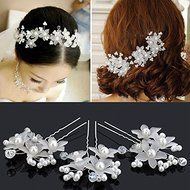 3pcs Women Bridal Wedding Crystal Rhinestone Flower Pearl Hair Pin