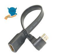 LEMENG 1FT Flat Slim High Speed HDMI Extension Cable A Female to 90 Degree Up Angle A Male Cable N5