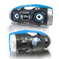 AXESS PBBT2709BL Portable Bluetooth FM Radio/CD/MP3/USB/SD Heavy Bass Boombox (Blue) N4