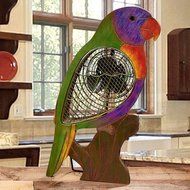 Lorikeet (Tropical Bird) Shaped Decorative Tabletop Portable Fan with Bonus Vibration and Sound Dampening Pad