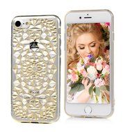 iPhone 7 Case (4.7 inch) - Shockproof Soft TPU Rubber Skin Gel Bumper Case Laser Carving Sunflower Transparent... N3