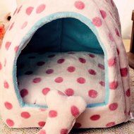 KAKA(TM) Pets Cute Warm Bed Dogs Sleeping House Pink Color Rose Dots M N5