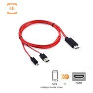 Eriotpy 6.5 Feet / 2 Meter Long MHL Micro USB to HDMI 1080P HDTV 11 Pin Audio Video Mirroring Adapter Cable Cord N2