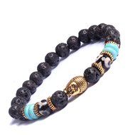 Natural Stone Gold Buddha Head Beaded Yoga Energy Bracelet 7.5inch 19cm Lucky N5