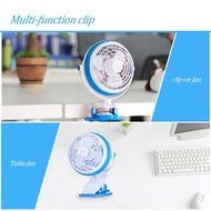 Clip On Desk Fan USB Table Fans (USB OR Battery Powered, Quietness)(Blue)