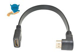LEMENG 1FT Flat Slim High Speed HDMI Extension Cable A Female to 90 Degree Up Angle A Male Cable N6