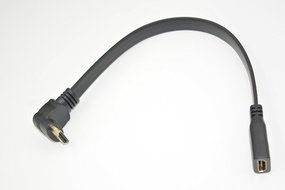 LEMENG 1FT Flat Slim High Speed HDMI Extension Cable A Female to 90 Degree Up Angle A Male Cable N7