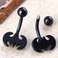 Stainless Steel Black Batman Ball Belly Navel Ring Button Barbell Body Piercing