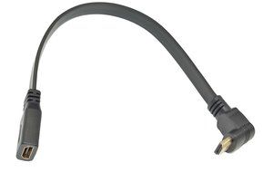 LEMENG 1FT Flat Slim High Speed HDMI Extension Cable A Female to 90 Degree Up Angle A Male Cable N8