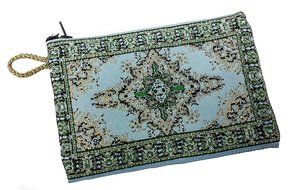 Green Design Rosary Icon Pouch Tapestry Prayer Keepsake Case Holy Land 5.7&quot;