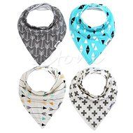 Unisex 4pcs Cotton Baby Feeding Saliva Towel Dribble Triangle Bandana Bibs N5