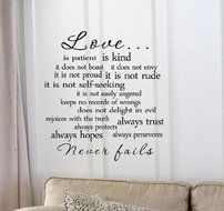 Love is patient love is kind... Vinyl wall art Inspirational quotes and saying home decor decal sticker by &quot;wall...