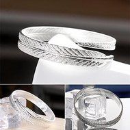 New Fashion Jewelry Women&#039;s Silver Plated Feather Open Cuff Bangle Bracelet N4