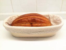 Agile-Shop Oval Long Banneton Brotform Bread Dough Proofing Rising Rattan Handmade Basket &amp; Liner (10) N7