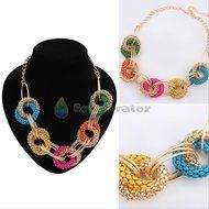 Charm Fashion Jewelry Pendant Chain Crystal Choker Chunky Statement Bib Necklace
