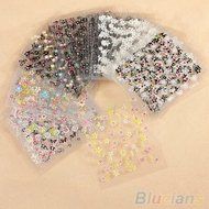 10 Sheets Nail Art Transfer Stickers 3D Design Manicure Tips Decal Decorations