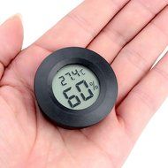 Hense Mini Digital Round Thermometer Hygrometer Temperature Humidity Meter for Pet Case HT27-TS-W0032(black)