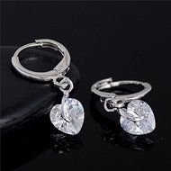New Arrival! Silver Fashion Heart Gemstone Dangle Earrings Hot Sale N2