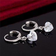New Arrival! Silver Fashion Heart Gemstone Dangle Earrings Hot Sale N3