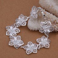Charm Bangle Chain Bracelet New Women's Jewelry 925 Silver Plated Crystal Cuff N7