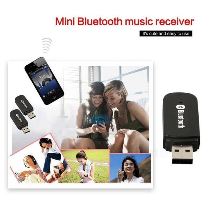 Chinatera 3.5mm Stereo Audio Music Speaker Receiver Adapter Dongle USB Bluetooth Wireless N9