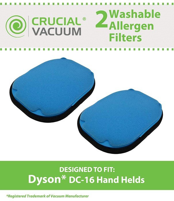 2 Dyson DC16 Washable & Reusable Filters; Designed To Fit All Dyson DC16 Hand-held Vacuums; Compare To Dyson Part... N2
