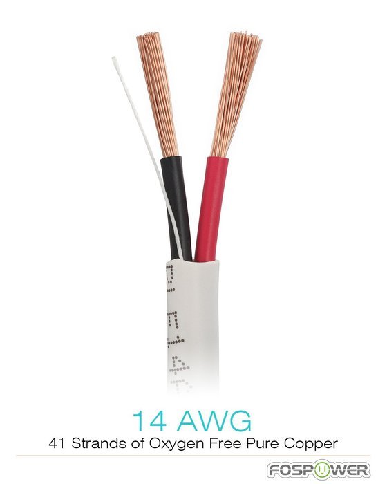 FosPower CL2 Rated 14AWG 2-Conductor In-Wall Speaker Wire (100 Feet) Oxygen-Free Pure Copper - UL Listed for In-Wall... N21
