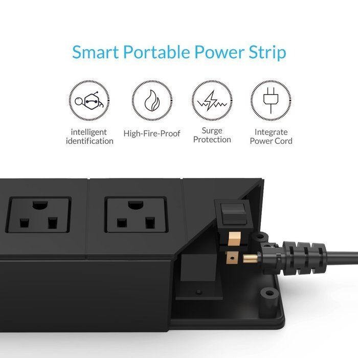ORICO Home/office 6-Outlet Surge Protector Power Strip 5ft Power Cord with 5 Port 40W USB Charger,1700 Joule -... N19