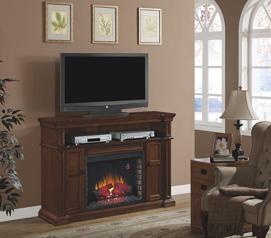 ClassicFlame 28MM4684-M313 Wyatt TV Stand for TVs up to 65", Vintage Mahogany (Electric Fireplace Insert sold... N2