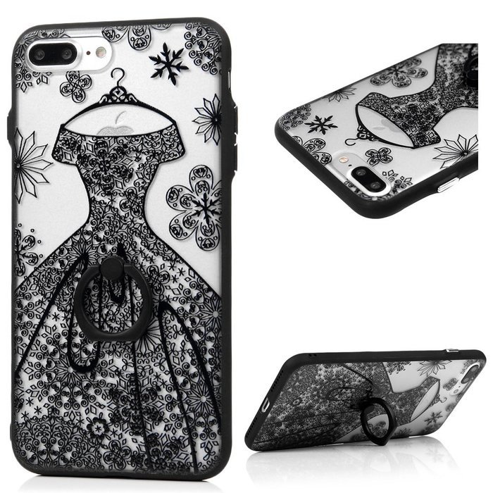 iPhone 7 Plus Case (5.5 inch) - 360 Degree Rotating Ring Holder Kickstand Shockproof Soft TPU Skin Bumper Frame... N7