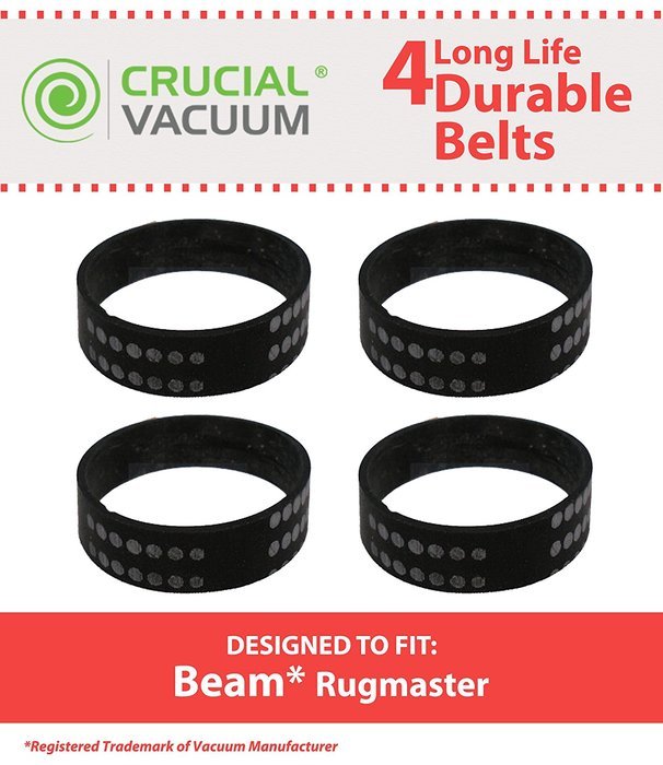 4 Durable Beam Rugmaster Belts, Fits Beam Rugmaster, Butler, Serenity, Advocate & Imperial Vacuums, Compare to...