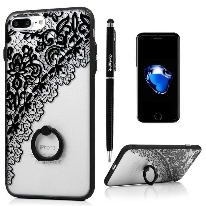 iPhone 7 Plus Case (5.5 inch) - 360 Degree Rotating Ring Holder Kickstand Shockproof Soft TPU Skin Bumper Frame... N10