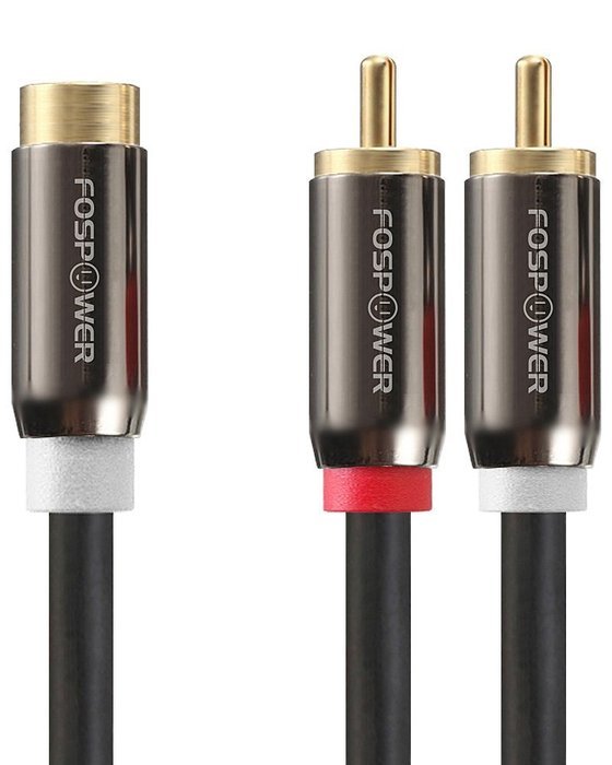 FosPower Y Adapter [8 inch] 1 RCA (Male) to 2 RCA (Female) Stereo Audio Adapter Cable [24k Gold Plated] 2 Male... N4