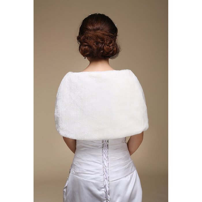 KAKA(TM) Gorgeous Winter Bridal Wedding Dress Wrap Artificial Plush Shawl-Red N5