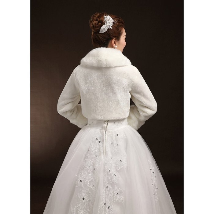KAKA(TM) Gorgeous Winter Bridal Wedding Dress Wrap Artificial Plush Shawl-Red N6