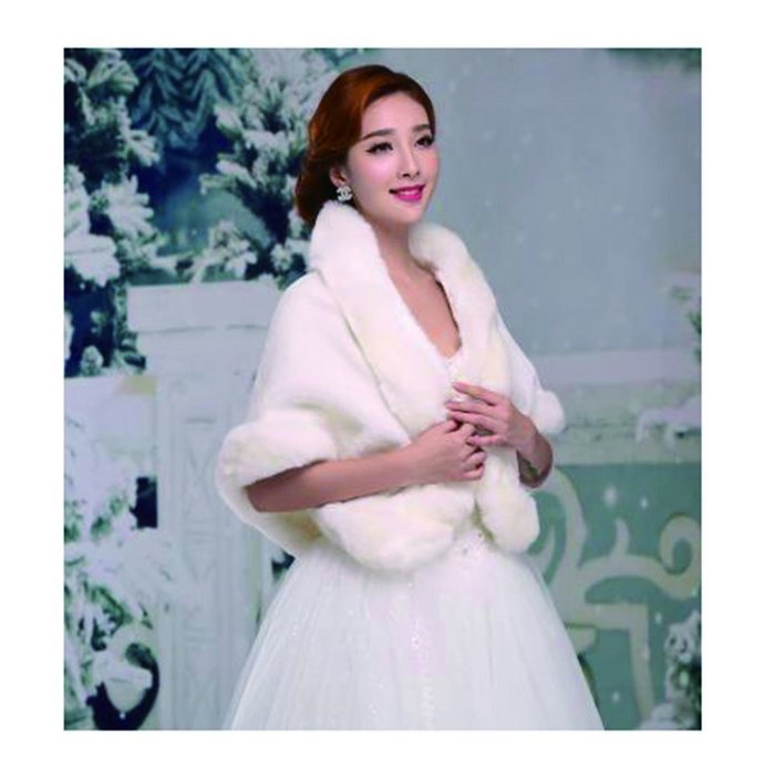 KAKA(TM) Gorgeous Winter Bridal Wedding Dress Wrap Artificial Plush Shawl-Red N9
