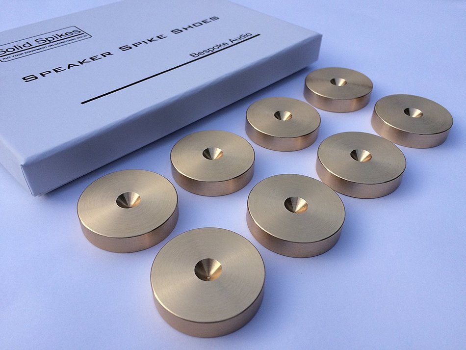 Solid Spikes Set of eight Large brass HiFi Speaker Spike Shoes N2