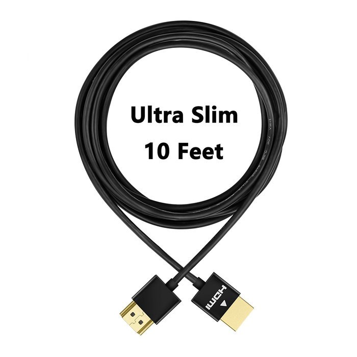 Perlegear Ultra Slim Flexible 10ft HDMI Cable - High speed, 3D, Full 1080P, Ethernet, Audio Return, for HD TV,... N11