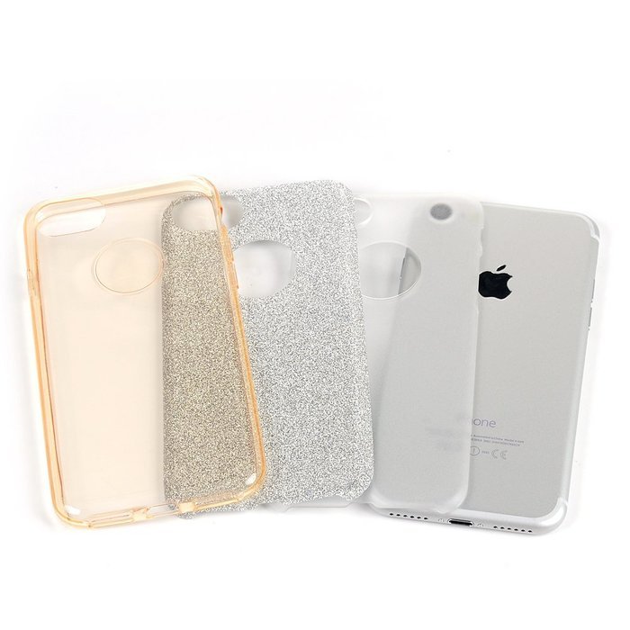 iPhone 7 Case (4.7 inch) - 3 in 1 High Protection Shockproof Soft TPU Rubber Outer Case + Shiny Sparkling PVC... N19
