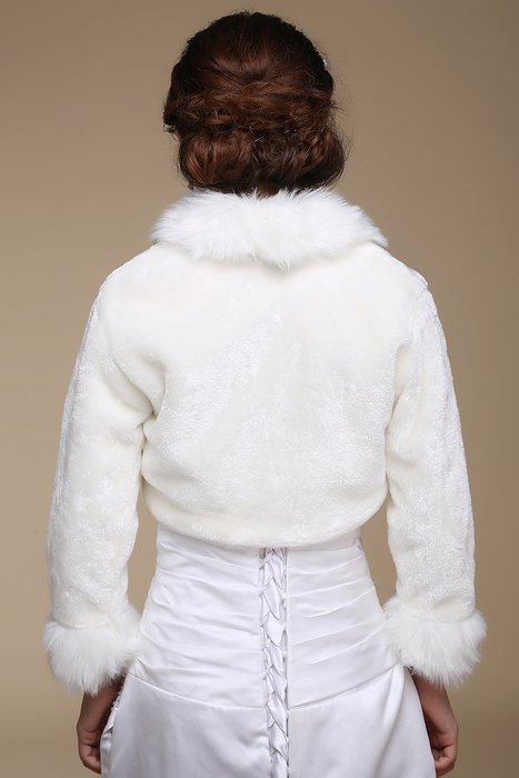 KAKA(TM) Gorgeous Winter Bridal Wedding Dress Wrap Artificial Plush Shawl-White N5