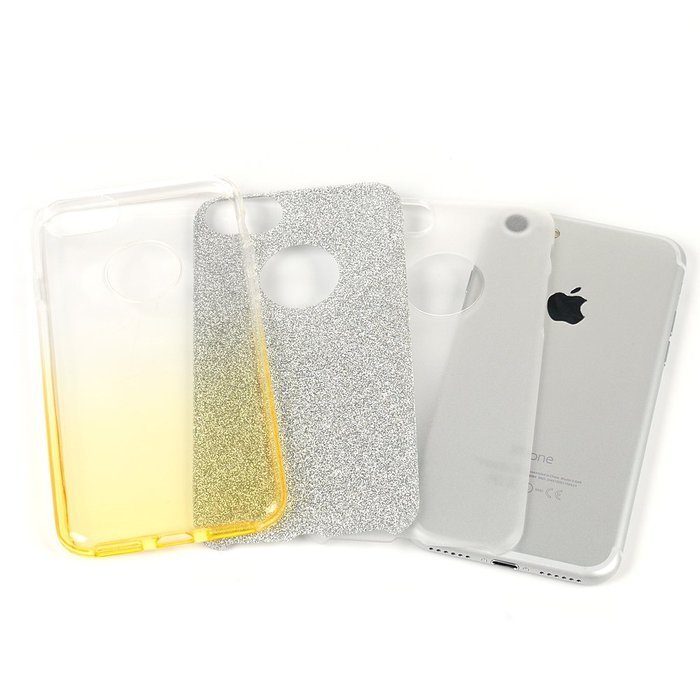 iPhone 7 Case (4.7 inch) - 3 in 1 High Protection Shockproof Soft TPU Rubber Outer Case + Shiny Sparkling PVC... N23