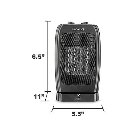 Modern Black Oscillating Ceramic Heater | Contemporary Home Indoor Space Fan Forced Heater by the Living Room... N2