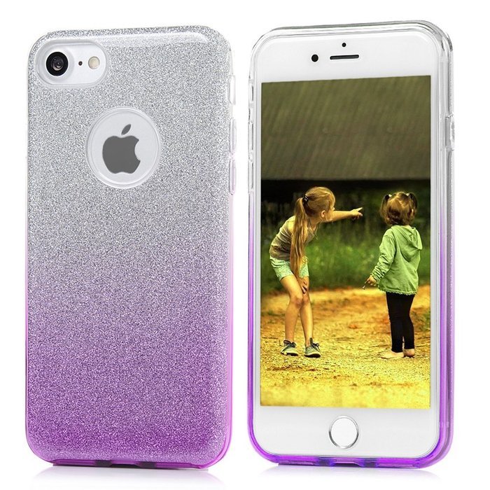 iPhone 7 Case (4.7 inch) - 3 in 1 High Protection Shockproof Soft TPU Rubber Outer Case + Shiny Sparkling PVC... N25