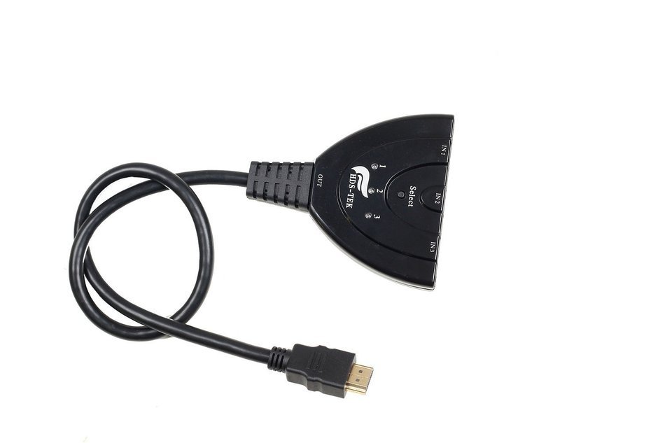 AMASKY Mini HDMI Switcher, 3-In 1-Out (HDMI V1.4) 0f Auto Switch Splitter Cable N4