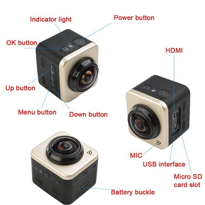 TURNMEON WiFi 360 Degree Panoramic Camera 1920&times;1080 30fps Wireless 360 Lens Action Sports VR Mode 3D Panorama... N5